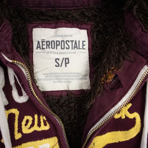 Y2K Aeropostale Fur lined zip up hoodie sweatshirt - Picture 6 of 13